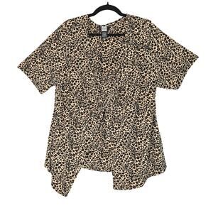Studio 1940 Shirt Womens 22/24W Animal Print Short Sleeve Twist Front Top Plus